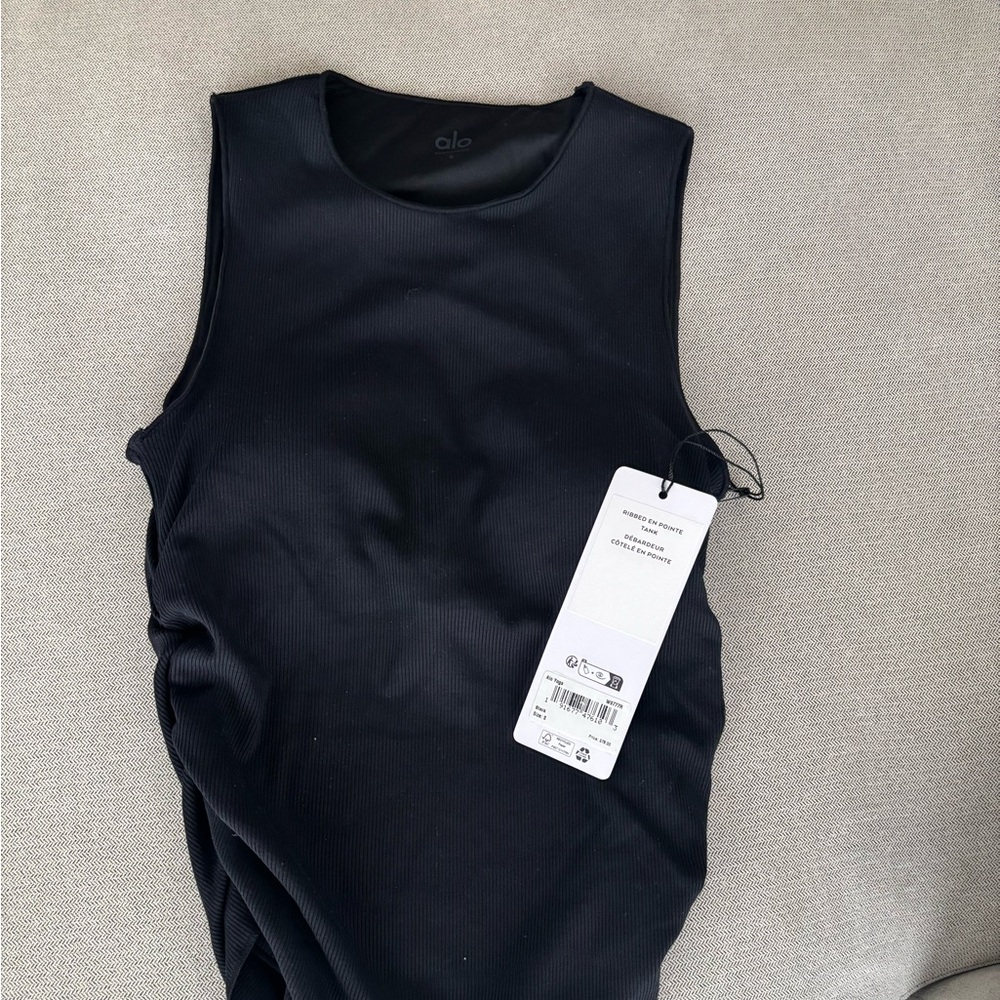 ALO Yoga Ribbed Black Tank Top Sz. S NWT